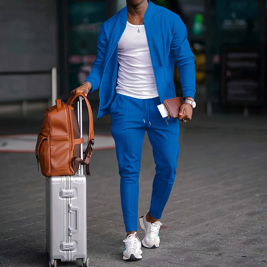 Blazer Set Wafelstof Casual Met Rits – Hendrik