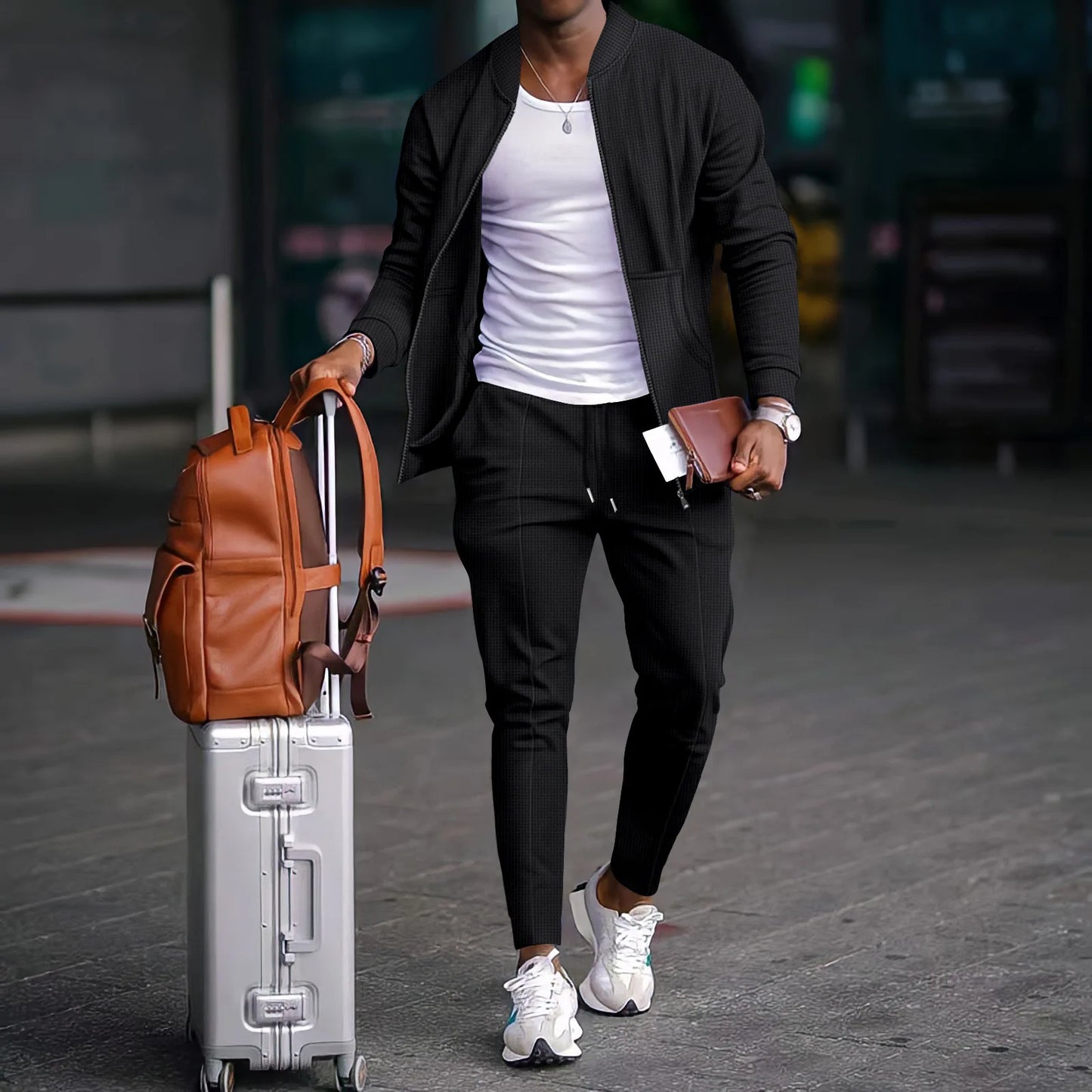 Blazer Set Wafelstof Casual Met Rits – Hendrik