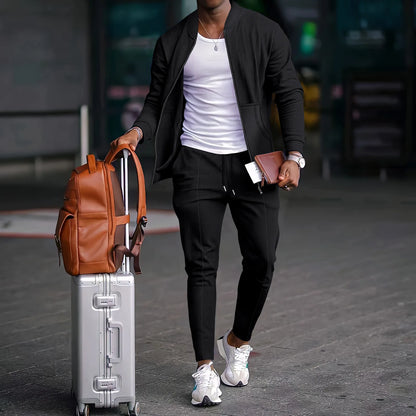 Blazer Set Wafelstof Casual Met Rits – Hendrik