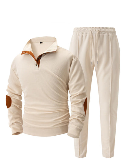 Hoodie met Halve Rits Wafelstructuur en Broek – Pieter