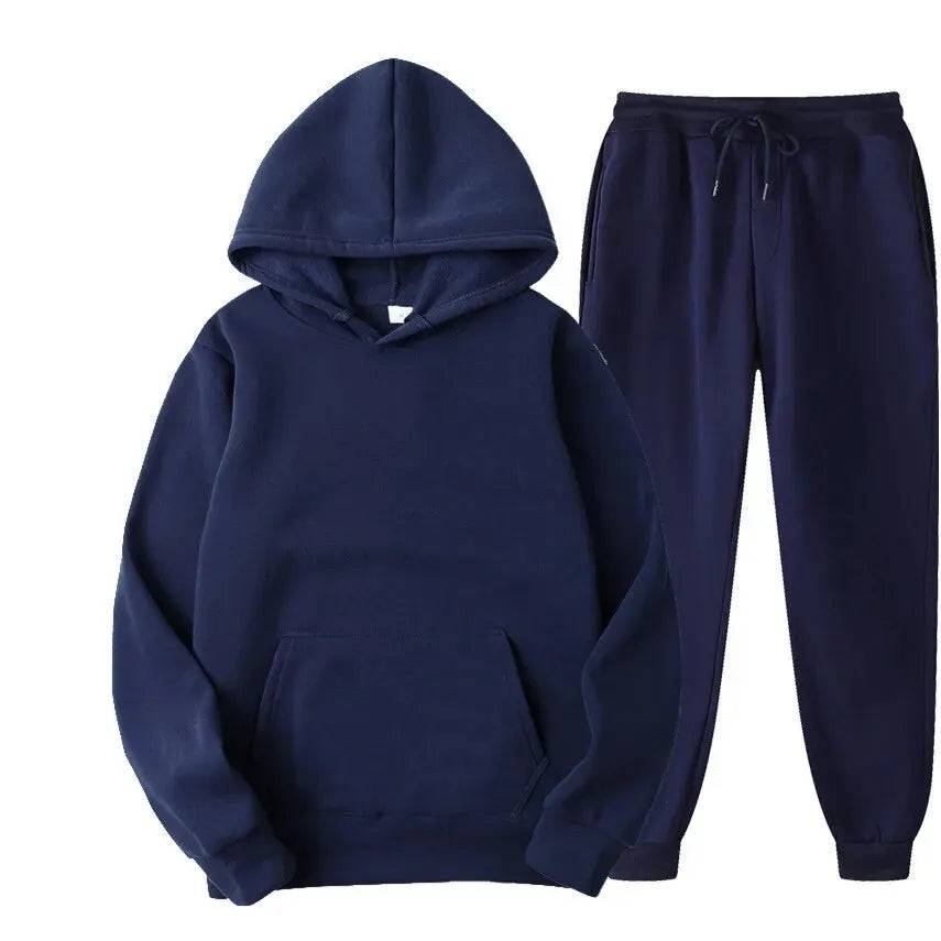 Hoodie en Broek Effen Kleur Comfortabel Sportset – Willem