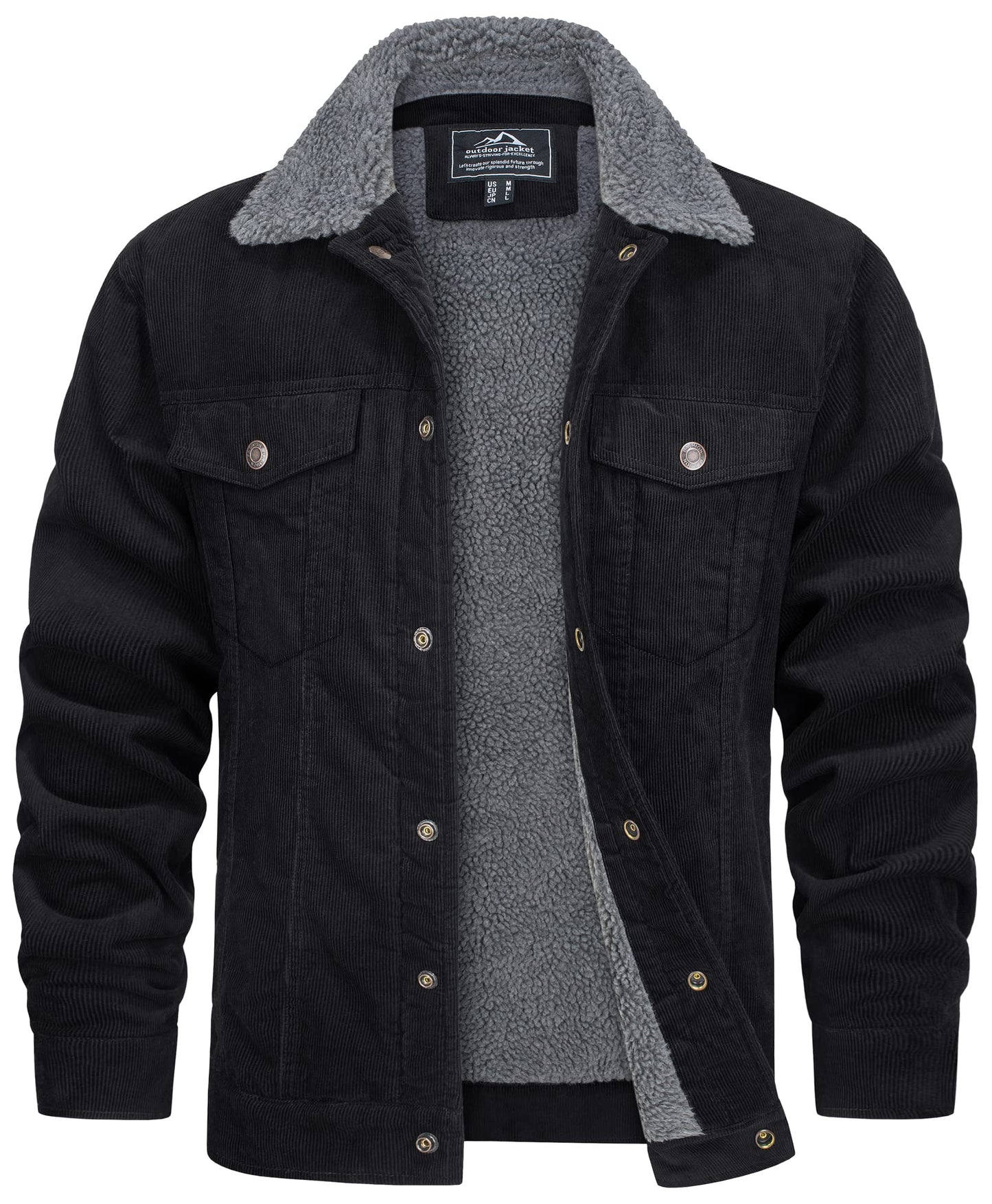 Heren corduroy jacket fleece gevoerd met bontkraag slim fit - Jackson