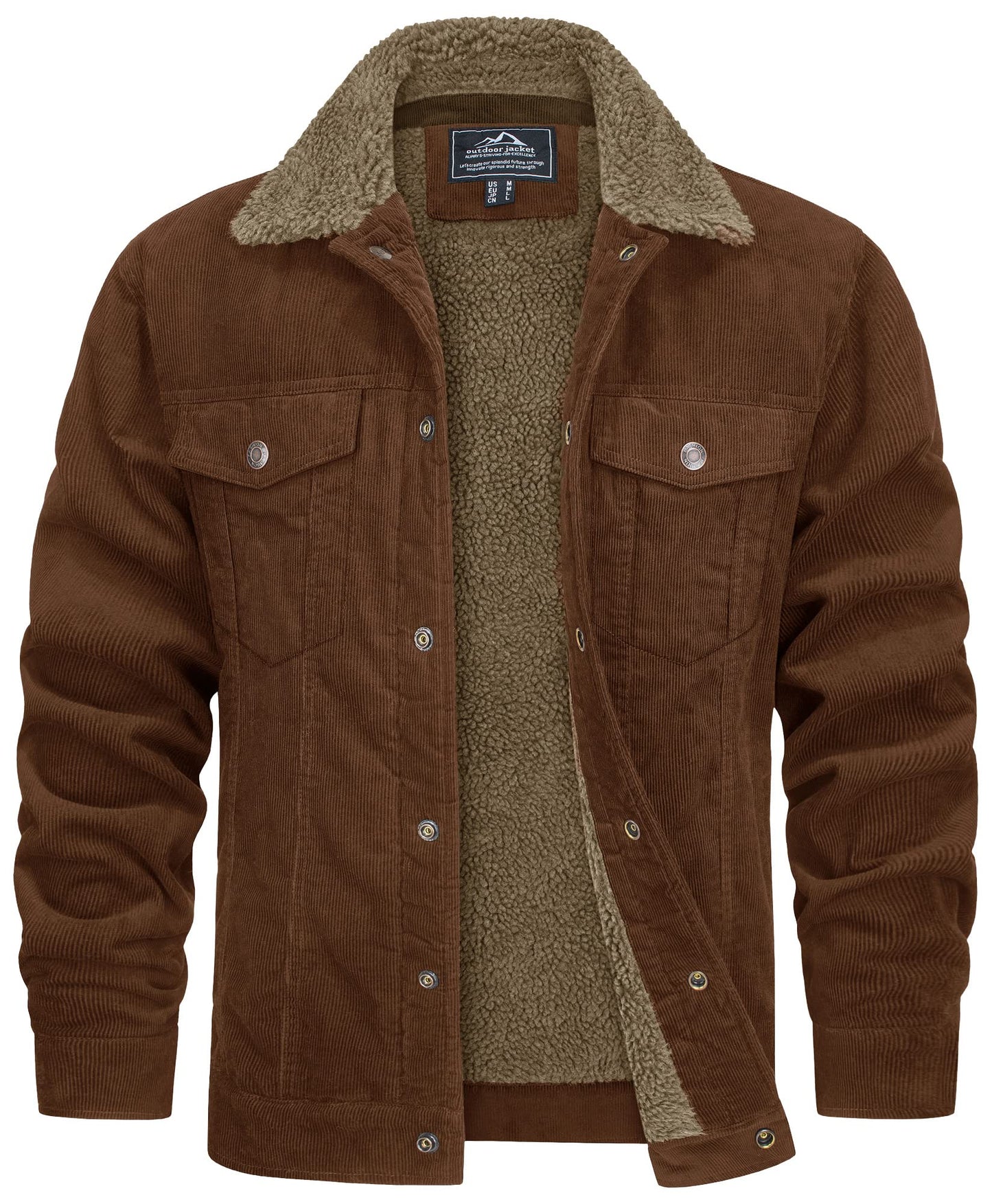 Heren corduroy jacket fleece gevoerd met bontkraag slim fit - Jackson