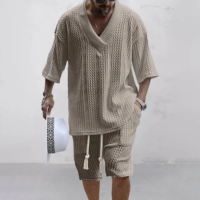 Zomer Set Gebreid V-hals en Shorts – Joris