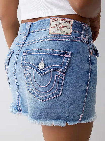 Denim Rok Vintage Hoog Taille Slim Fit – Hendrika