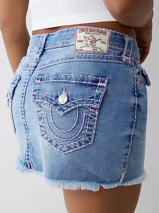 Denim Rok Vintage Hoog Taille Slim Fit – Hendrika