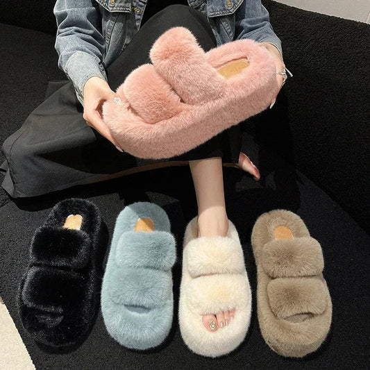 Pantoffels Pluizig Dubbelband Comfortabel – Janina