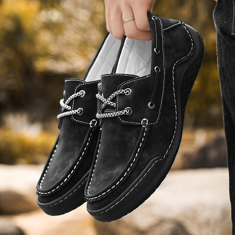 Suede loafers lace up casual- AtomClass