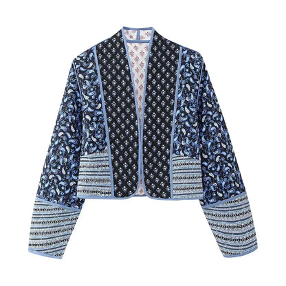 Vintage patchwork bloemenjas blazer dames - Isla