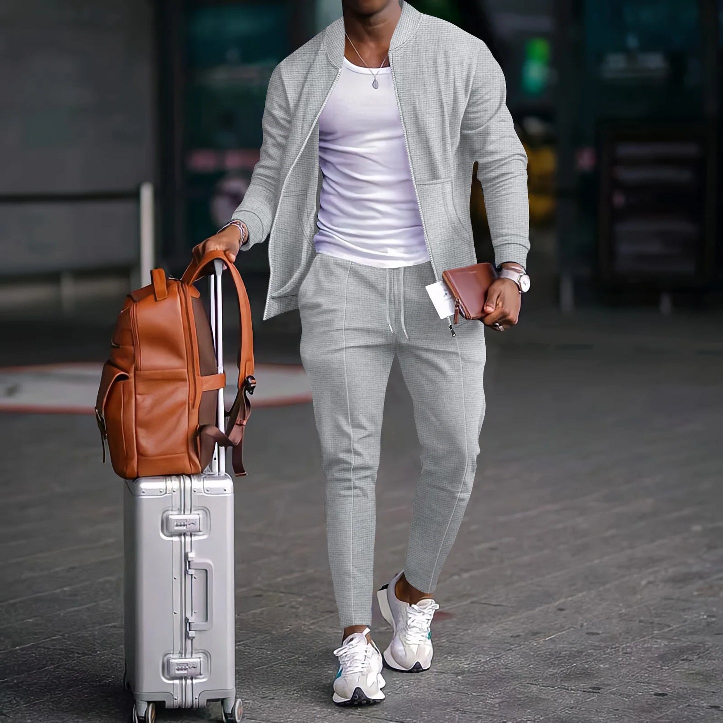 Blazer Set Wafelstof Casual Met Rits – Hendrik