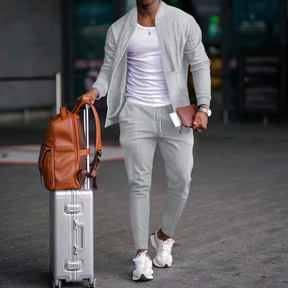 Blazer Set Wafelstof Casual Met Rits – Hendrik