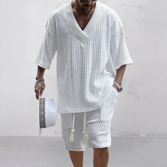 Zomer Set Gebreid V-hals en Shorts – Joris