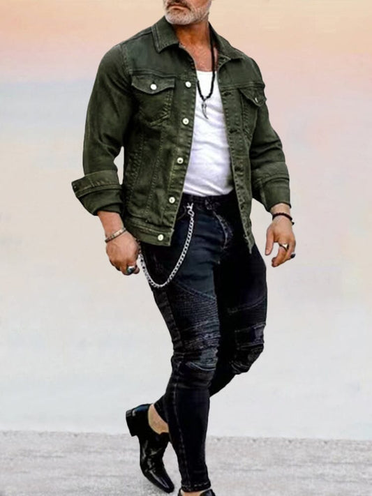 Denim Jas Casual Met Knopen – Twain