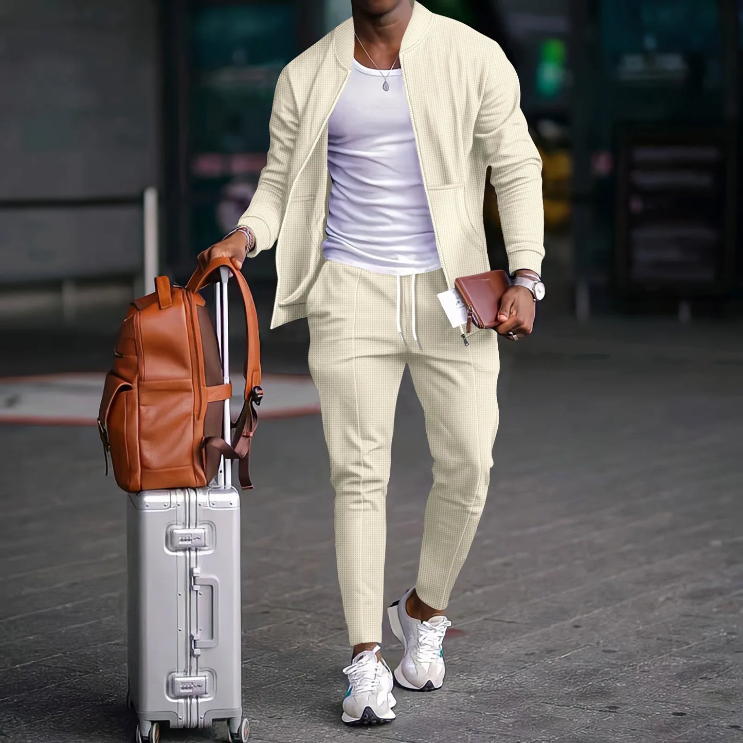 Blazer Set Wafelstof Casual Met Rits – Hendrik