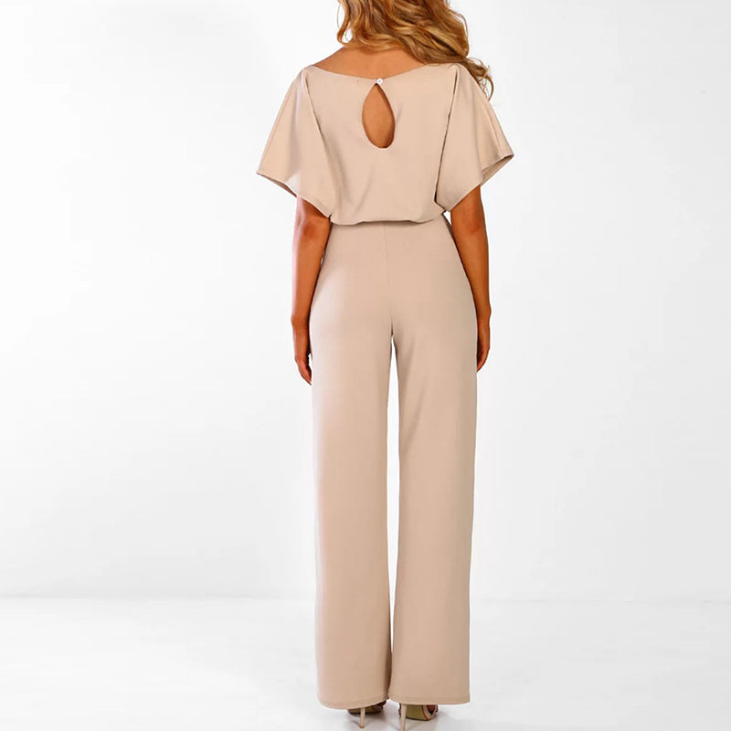 Demi - Stijlvolle Jumpsuit tailleband korte mouwen