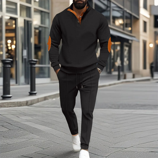 Hoodie met Halve Rits Wafelstructuur en Broek – Pieter
