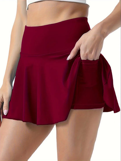 Sportrok Effen Kleur Hoge Taille met Binnenzak – Elisabeth