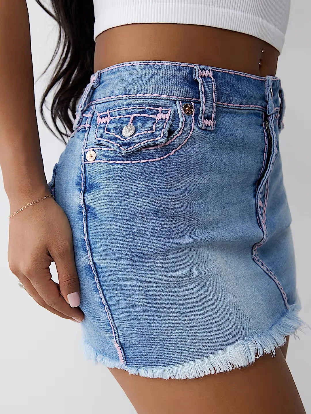 Denim Rok Vintage Hoog Taille Slim Fit – Hendrika