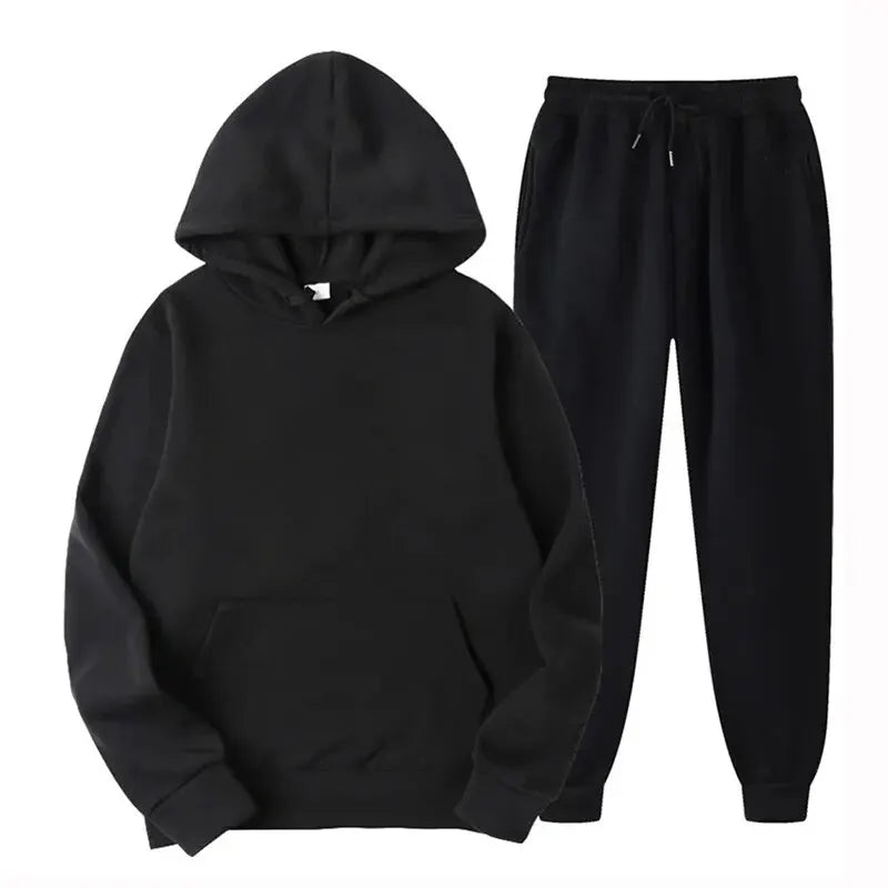 Hoodie en Broek Effen Kleur Comfortabel Sportset – Willem
