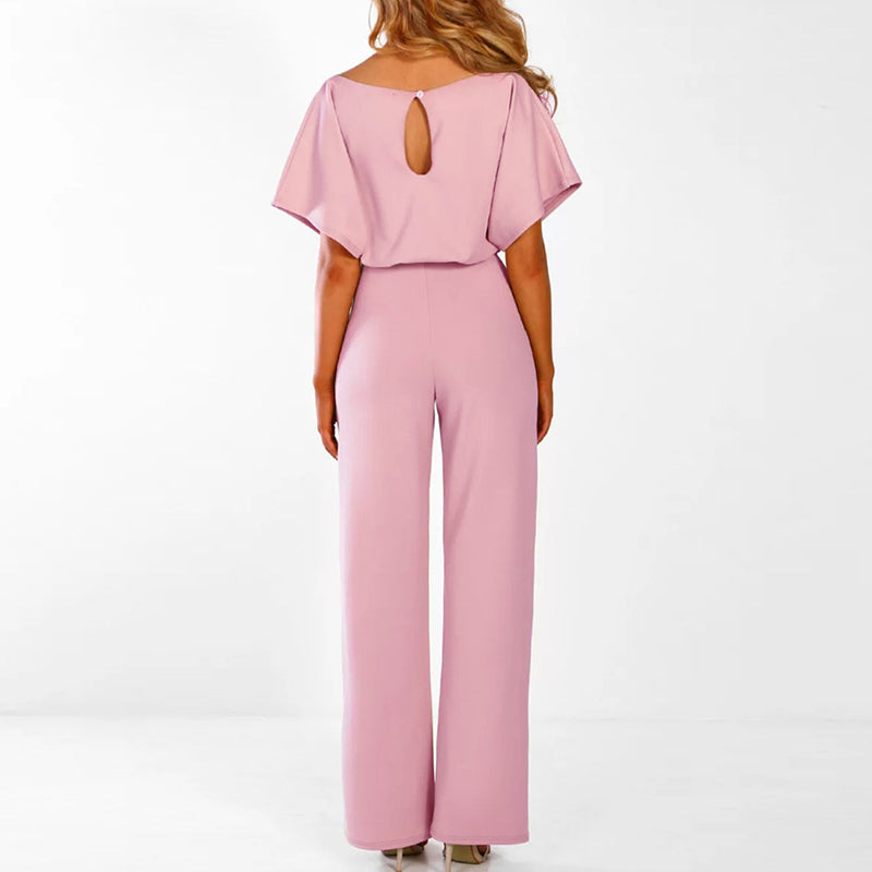 Demi - Stijlvolle Jumpsuit tailleband korte mouwen