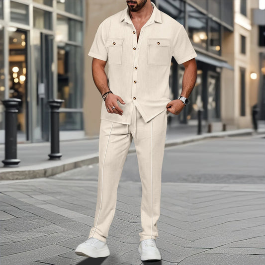 Tweedelig Set Casual Effen Kleur Korte Mouwen – Cornelis