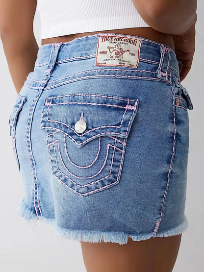 Denim Rok Vintage Hoog Taille Slim Fit – Hendrika