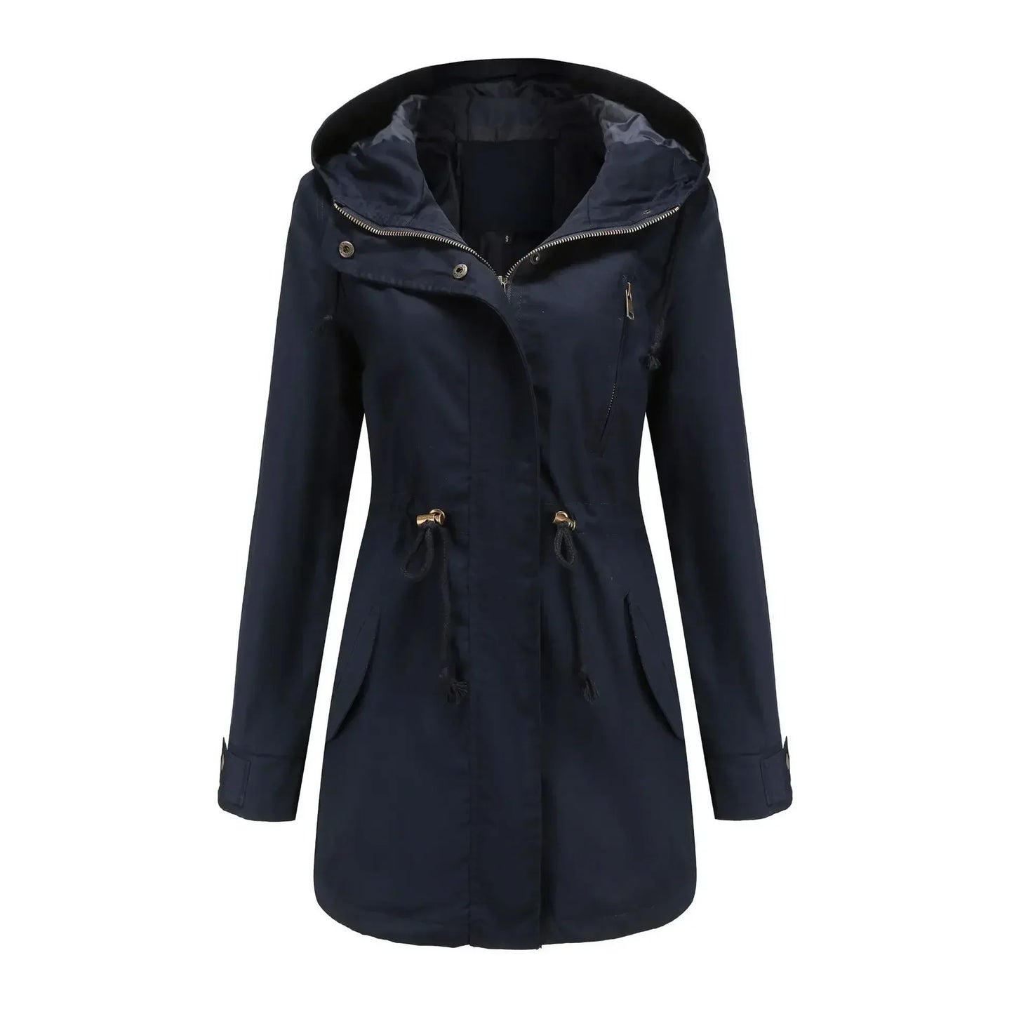 Trenchcoat winddicht effen kleur met capuchon dames - Jessie