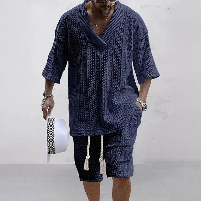 Zomer Set Gebreid V-hals en Shorts – Joris