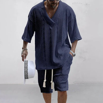 Zomer Set Gebreid V-hals en Shorts – Joris