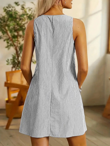 Zomerjurk Mouwloos Gestreept Design – Lowiena