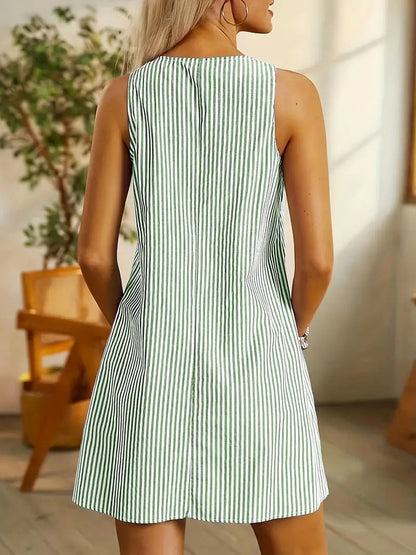 Zomerjurk Mouwloos Gestreept Design – Lowiena