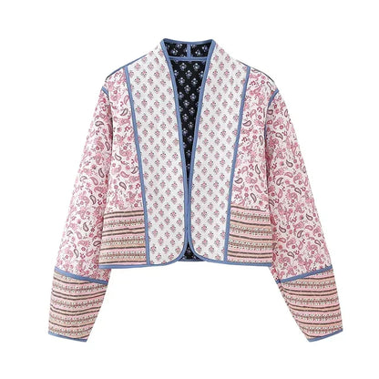 Vintage patchwork bloemenjas blazer dames - Isla