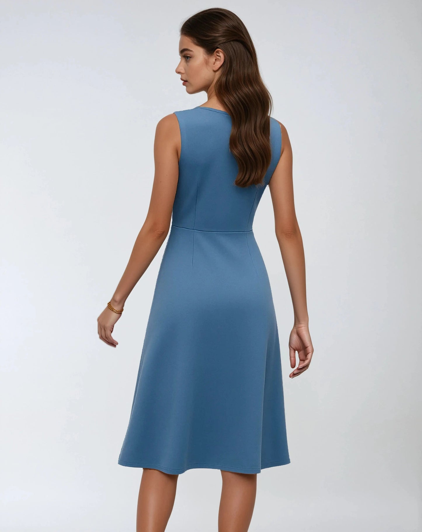 Mouwloze Midi Jurk Polyester V-hals – Valerie