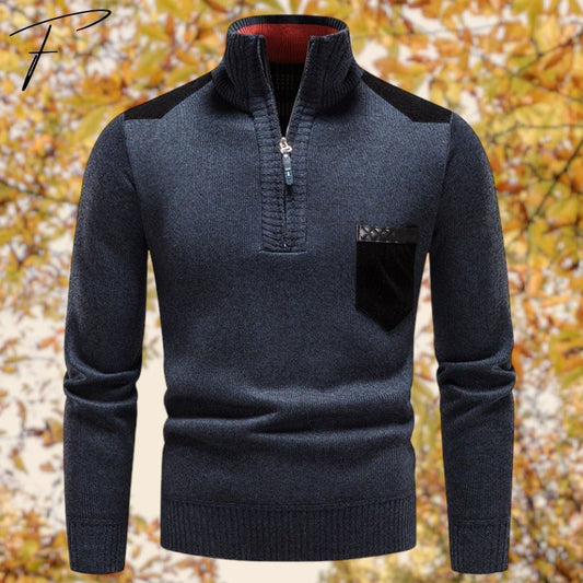 Half zip trui opstaande kraag met structuur heren - Lucas