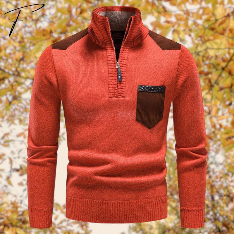 Half zip trui opstaande kraag met structuur heren - Lucas
