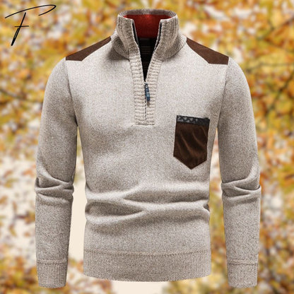 Half zip trui opstaande kraag met structuur heren - Lucas