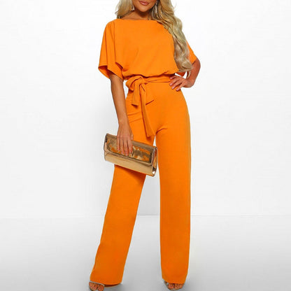 Demi - Stijlvolle Jumpsuit tailleband korte mouwen