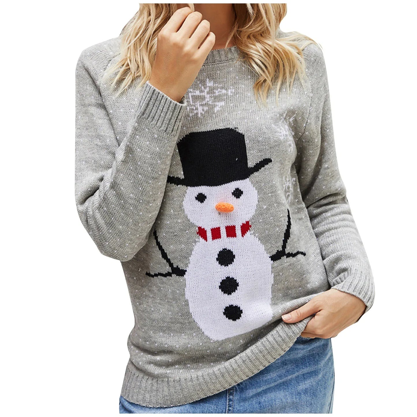 Kerst pullover sneeuwpop ronde hals winter - Elara