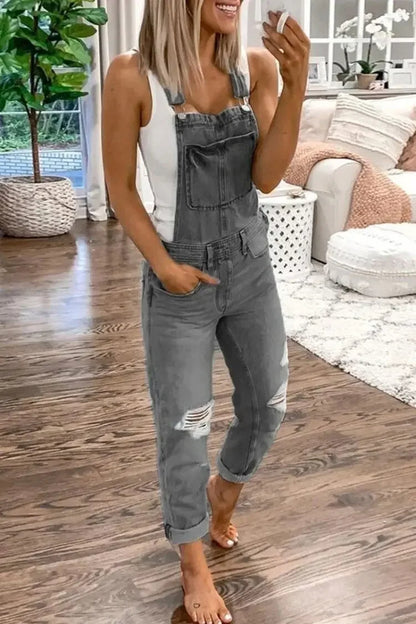 Casual Denim Jumpsuit mouwloos - Bianca