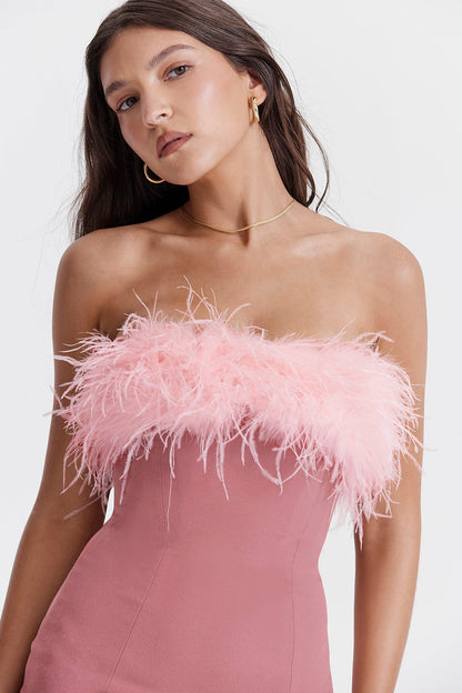 Dames Mini Jurk Strapless Luxe Bontdetail – Renzke