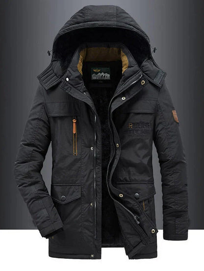 Mannen parka winddicht winter casual fleece warm windjack - Dusty