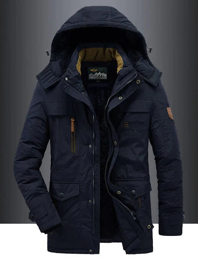 Mannen parka winddicht winter casual fleece warm windjack - Dusty