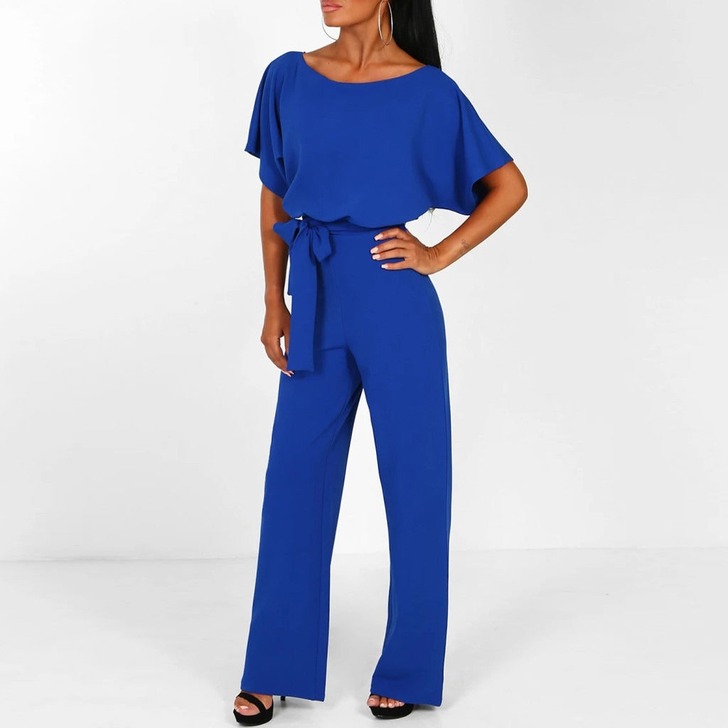 Demi - Stijlvolle Jumpsuit tailleband korte mouwen