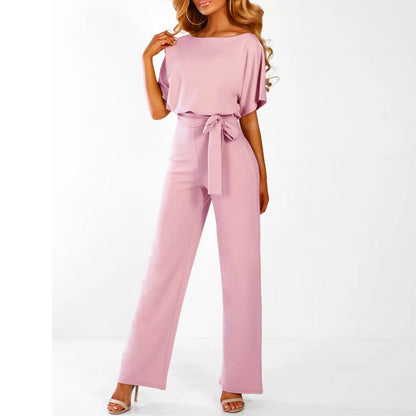 Demi - Stijlvolle Jumpsuit tailleband korte mouwen