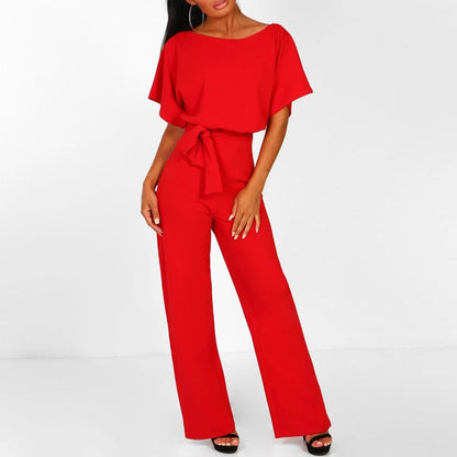 Demi - Stijlvolle Jumpsuit tailleband korte mouwen