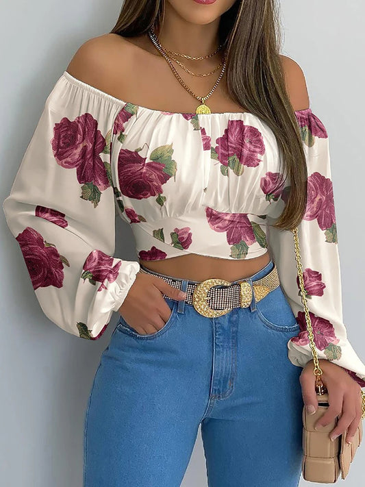 cropped losse top met print - Aria