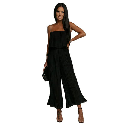 Geplooide jumpsuit top met wijde pijpen dames - Lisabet