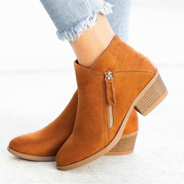 Suede Laarsjes Comfortabel met Hak – Celestine