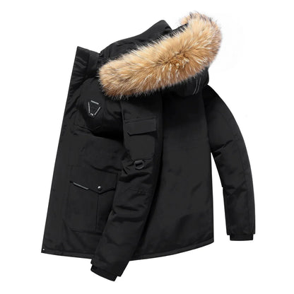 Winterjas parka bontkraag capuchon heren dons - Iver