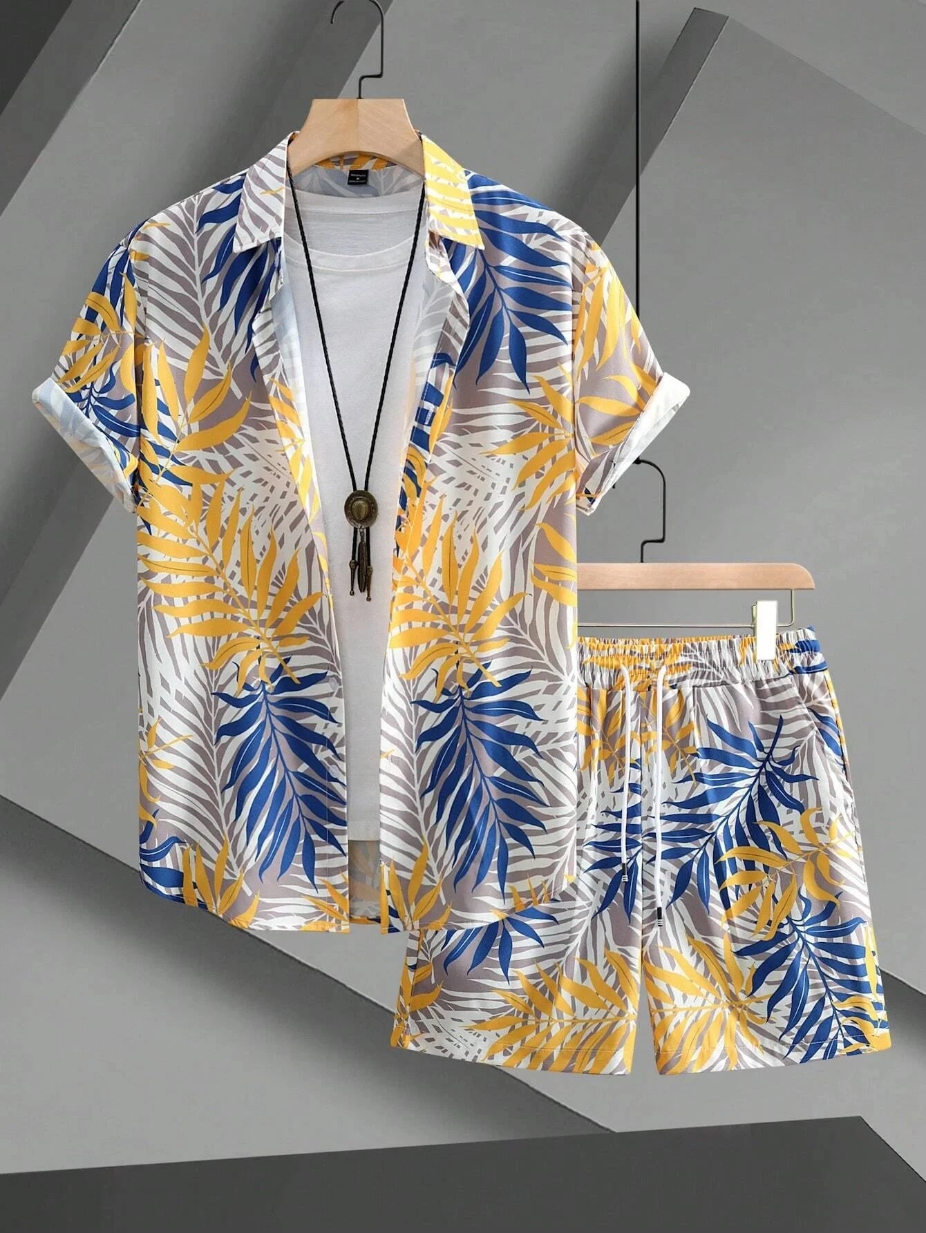 zomerse kledingset korte broek blouse Hawaii heren - Hijan